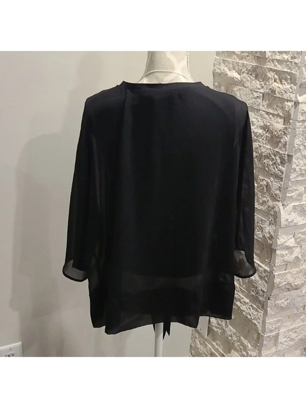 Zara double layer top with knot in front black